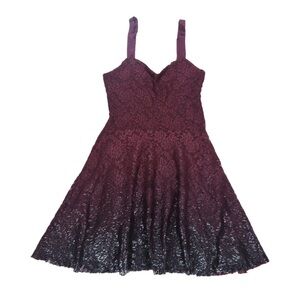 Free People Dress Size XS Lace A-line Burgandy Foil Ombré Spaghetti